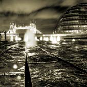 Tower Bridge Wet Reflections BW